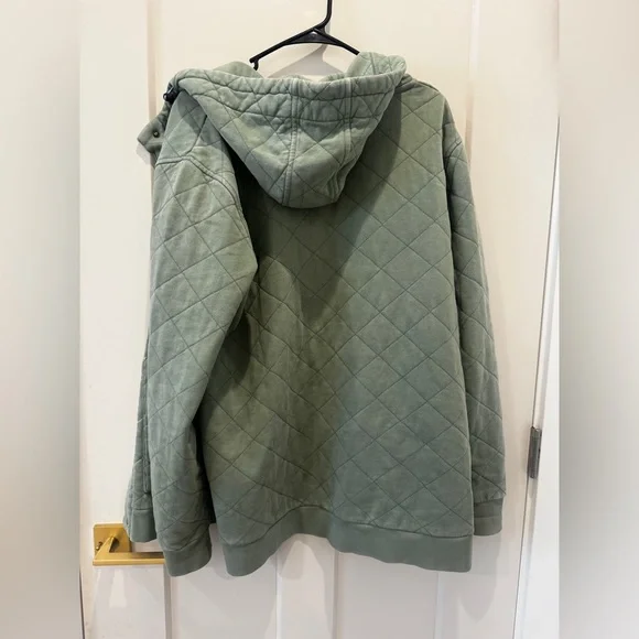 Quilted Green Hooded Jacket passenger women’s large cotton - Picture 3 of 7
